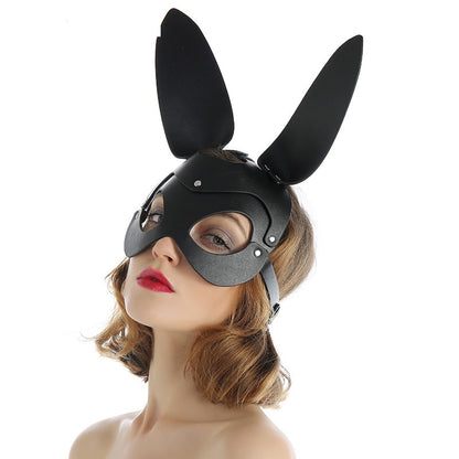 Woman Leather Cat Mask Costume Bunny Fox Masks Animal Half Face Mask Cosplay Halloween Party Women Ladies