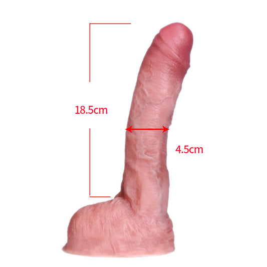 Realistic Dildo for Beginner, Lifelike Penis Adult Sex Toy for Hands-Free Play, Flexible Cock with Curved Shaft and Balls for Vaginal G-spot and Anal Prostate Orgasm